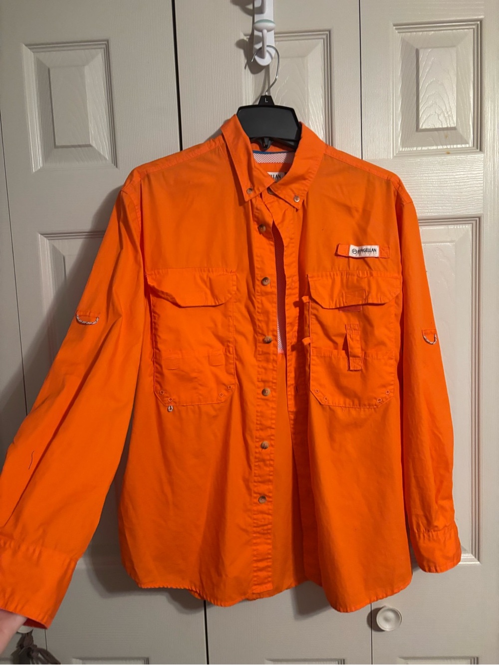 Magellan Men’s Long-Sleeve Orange Fishing Shirt size small